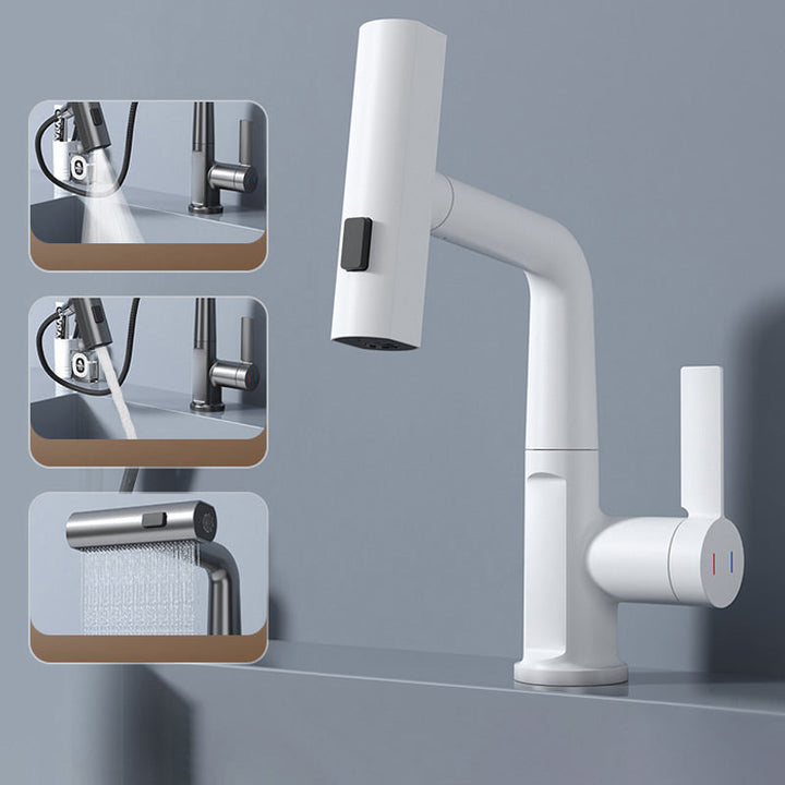 Grifo de cocina flexible con caño extraíble, rociador potente y pantalla LED integrada.