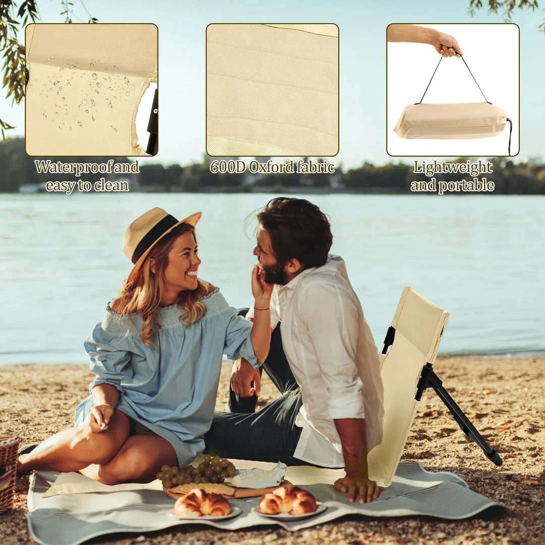 Silla de camping plegable con respaldo. Confort ergonómico para exterior, material Oxford durable.