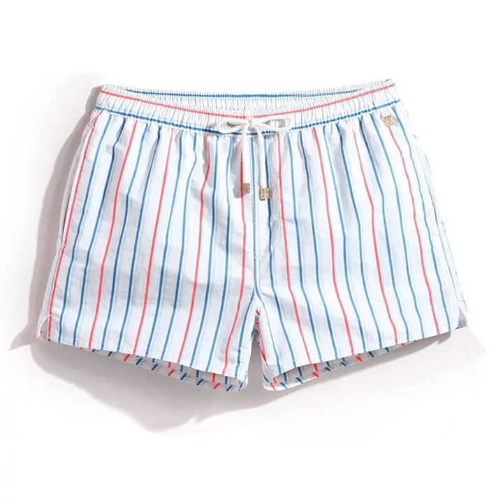 Pantalón de baño de hombre a rayas para verano, tejido ligero y de secado veloz, estilo actual.