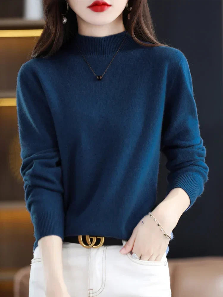 Suéter cómodo y versátil para mujer, perfecto para combinar colores.