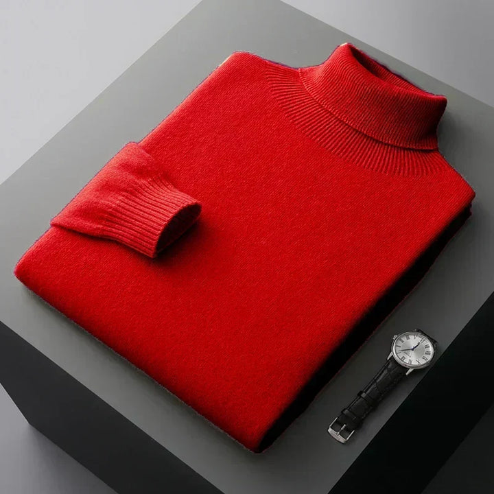 Suéter de hombre con cuello alto, manga larga. Ligero, elegante y cómodo, ideal para la moda invernal versátil.