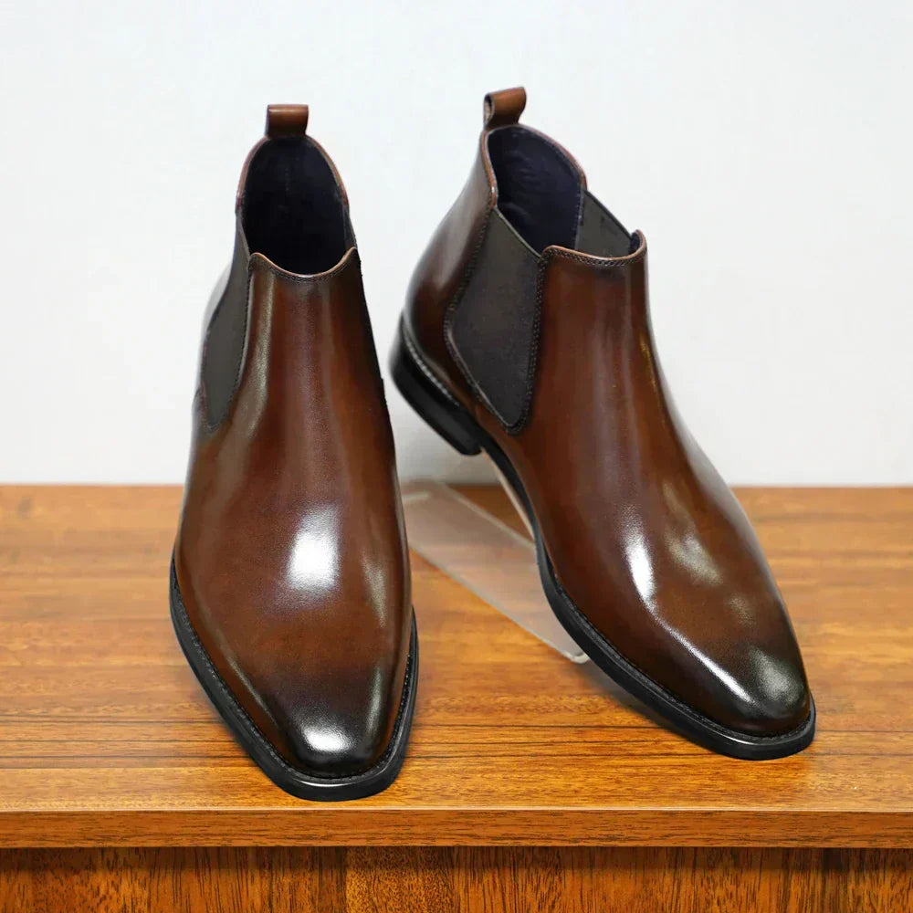 Botines Chelsea de cuero para hombre, hechos a mano, cómodos y de alta calidad para moda masculina.
