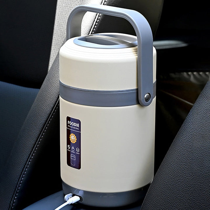Fiambrera eléctrica portátil con cable USB para mantener tu comida caliente donde vayas.