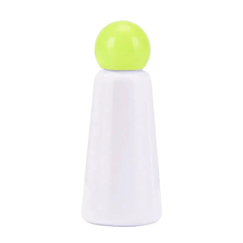 Botella ecológica de acero, térmica y bicolor, ideal para bebidas frías o calientes.