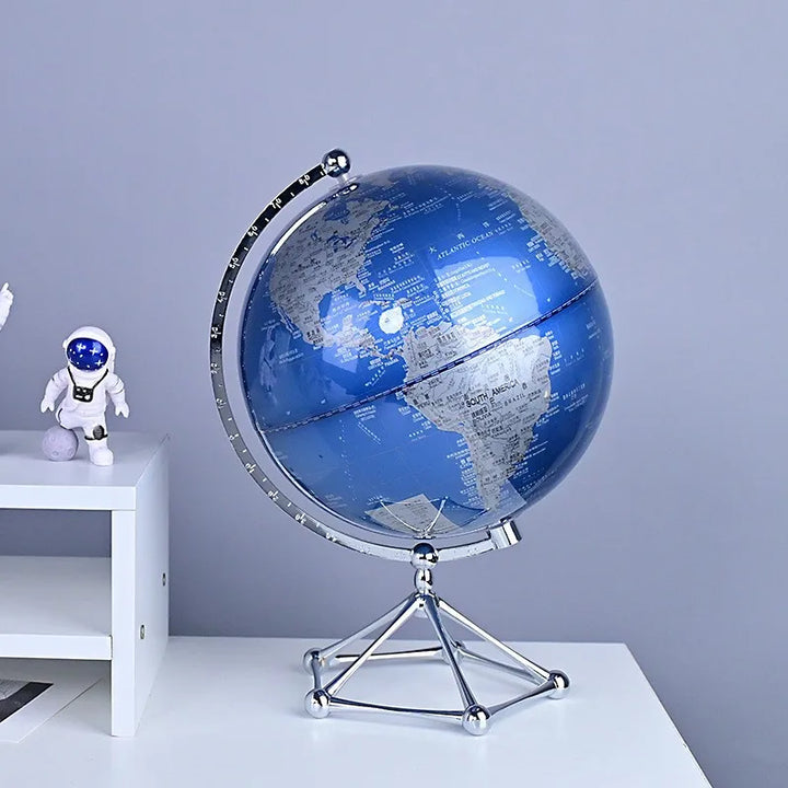 Lámpara de globo terráqueo LED giratoria sobre escritorio, para estudio, trabajo u oficina.