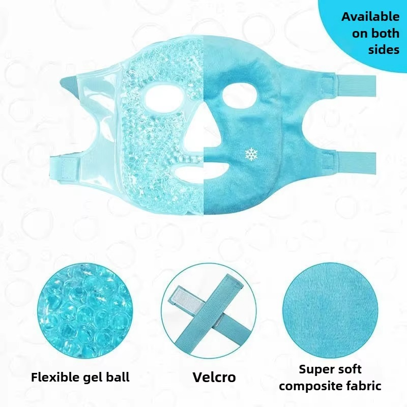 Relajante máscara de gel unisex con perlas para ojos y cara, reduce ojeras y fatiga ocular.