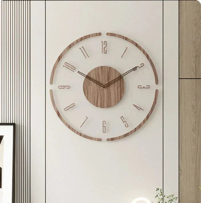 Decoración de pared: reloj de madera minimalista. Silencioso y elegante para el hogar u oficina.