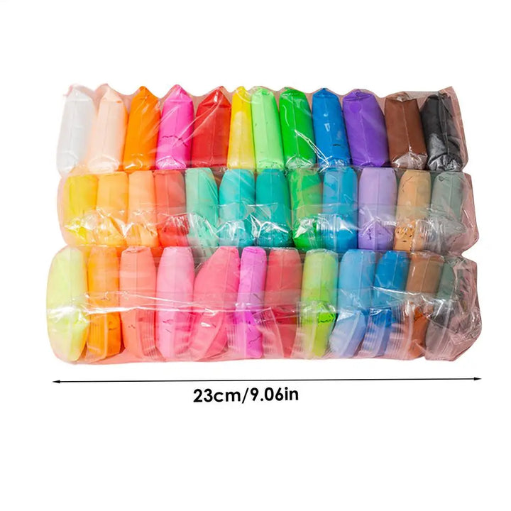 Set completo de arcilla para modelar secado al aire, incluye varias herramientas para manualidades creativas.