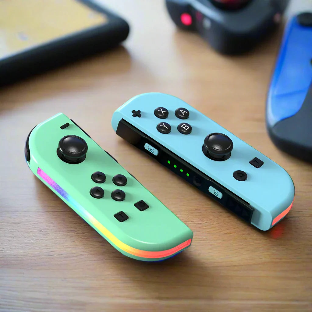 Mando gaming Bluetooth, controlador LED inalámbrico para Switch con colores intensos.