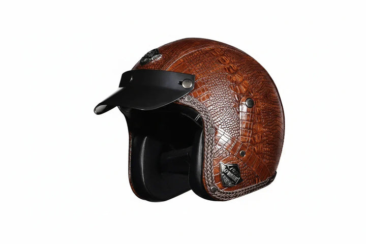 Conducción con estilo: casco abierto de piel sintética, DOT certificado, para amantes del motociclismo.