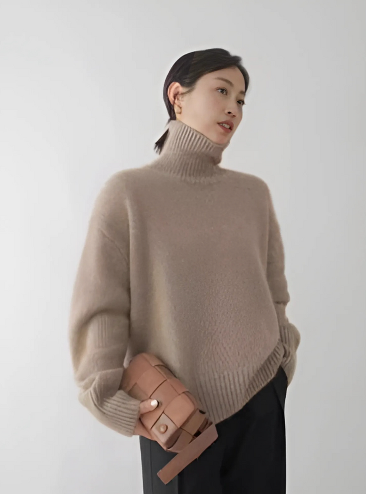 Jersey de cachemir para mujer con cuello alto, suave y elegante, ideal para invierno.
