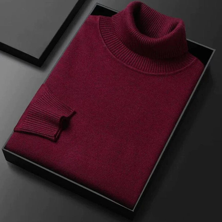 Jersey cuello alto de manga larga para hombre. Ajuste cómodo, ideal para la ropa masculina y moda invernal.