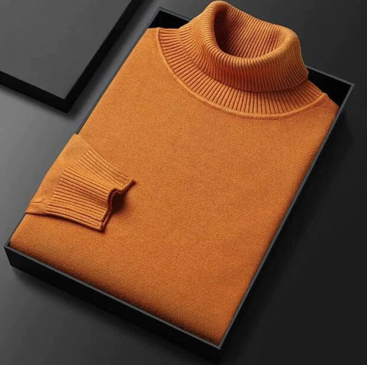 Jersey cuello alto de hombre, un clásico moderno. Básico esencial de ropa masculina para la moda de invierno.