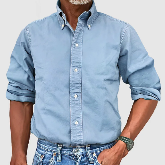 Camisa casual de manga larga para hombre, cómoda y sin arrugas. Perfecta para un estilo relajado pero chic.