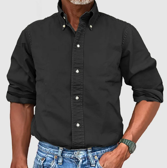 Camisa de hombre sin arrugas de manga larga, tejido duradero de alta calidad. Perfecta para uso diario.