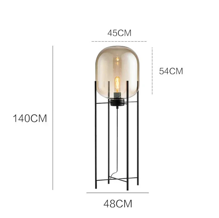 Lámpara de pie que crea un ambiente sereno. Iluminación moderna escultural para un hogar elegante y relajante.