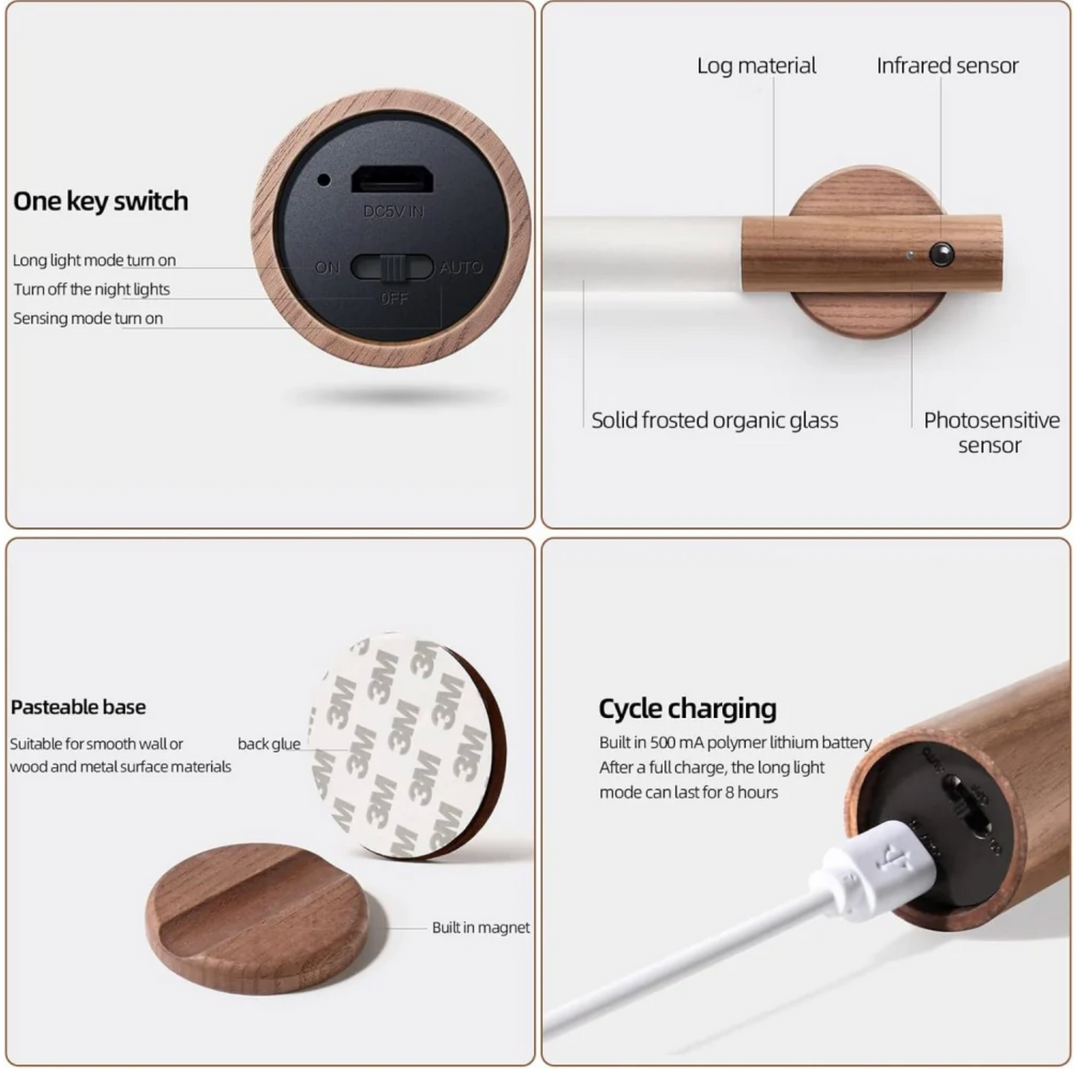 Luz de pared LED para pasillo, dormitorio o baño. Sensor de movimiento para luz automática y eficiencia.