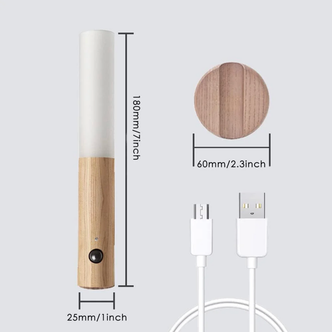 Tecnología LED en luz de pared con sensor de movimiento. Ideal para iluminación interior moderna y automática.