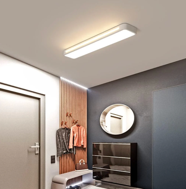 Lámpara de techo LED, diseño lineal moderno. Iluminación empotrada para decoración del hogar.