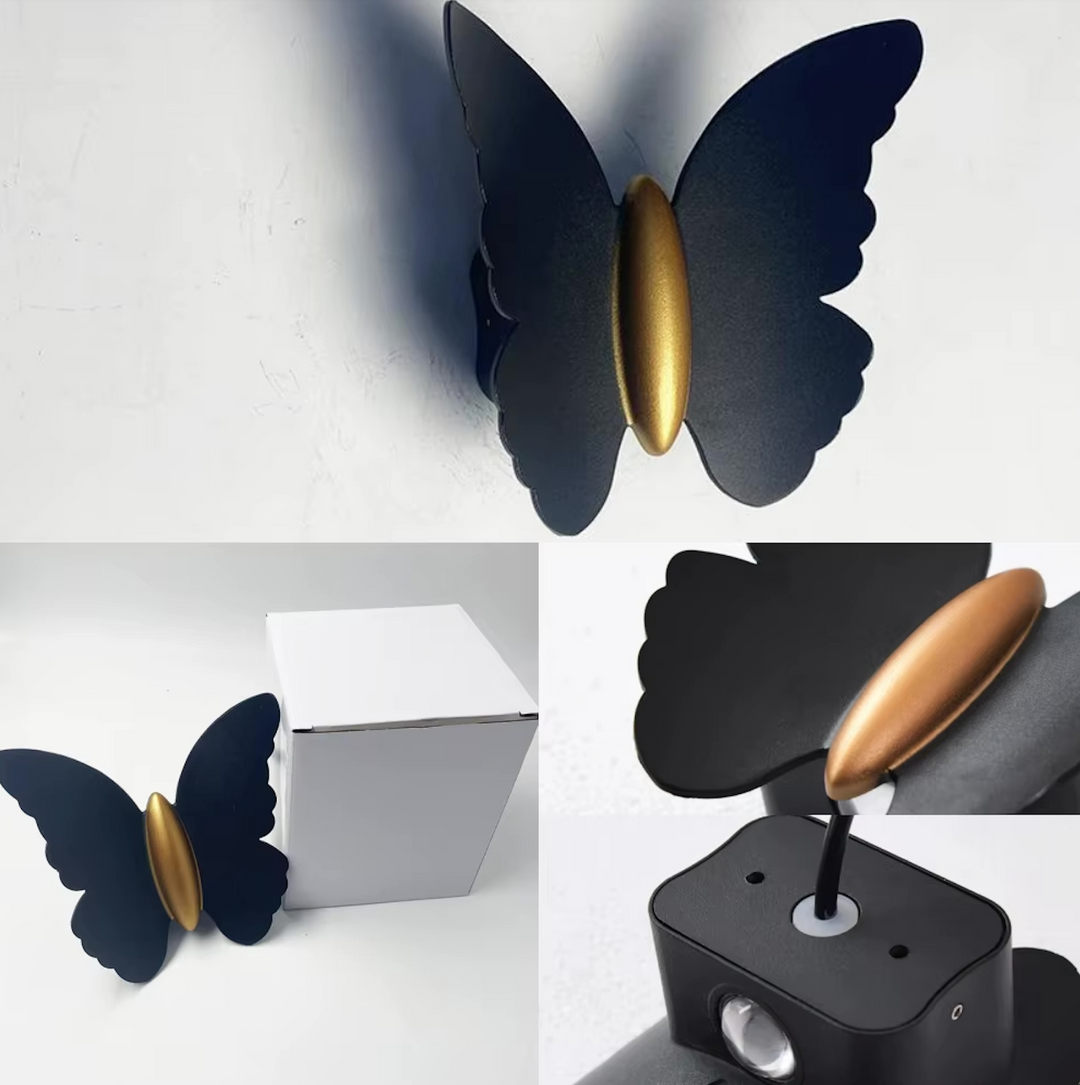Crea un ambiente mágico con esta lámpara LED de pared exterior mariposa, ideal para patios y terrazas.