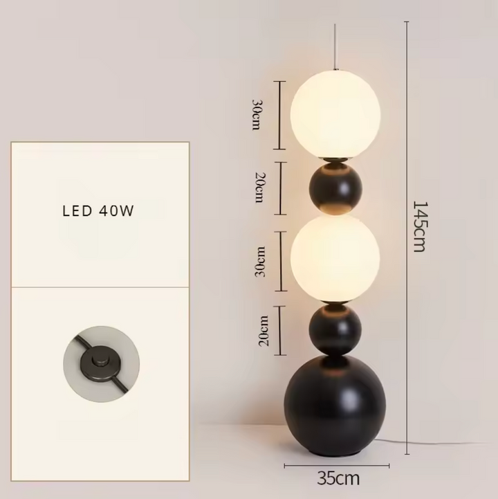 Lámpara de pie moderna y elegante Calura. Diseño de calabaza con luz LED para decoración del hogar.