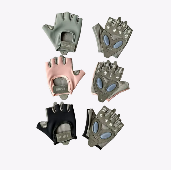 Guantes de entrenamiento unisex con palma acolchada y agarre firme. Ideales para pesas, fitness y protección deportiva.