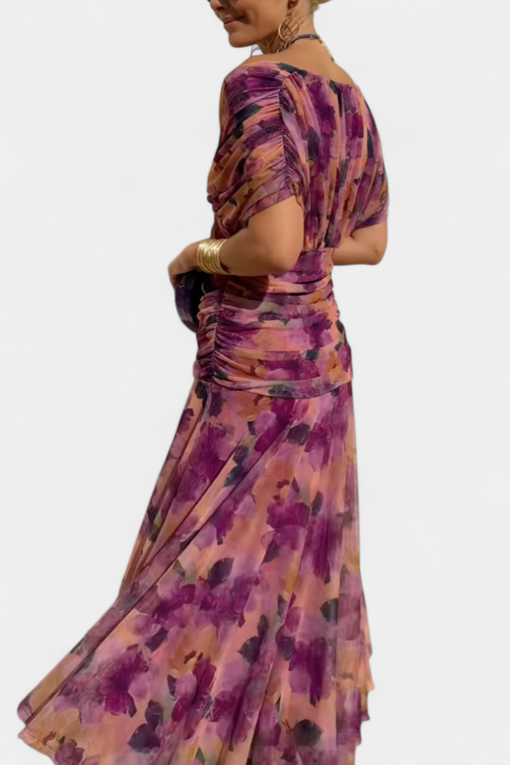 Vestido maxi floral de verano para mujer, estilo elegante y romántico, perfecto para cualquier evento o fiesta.