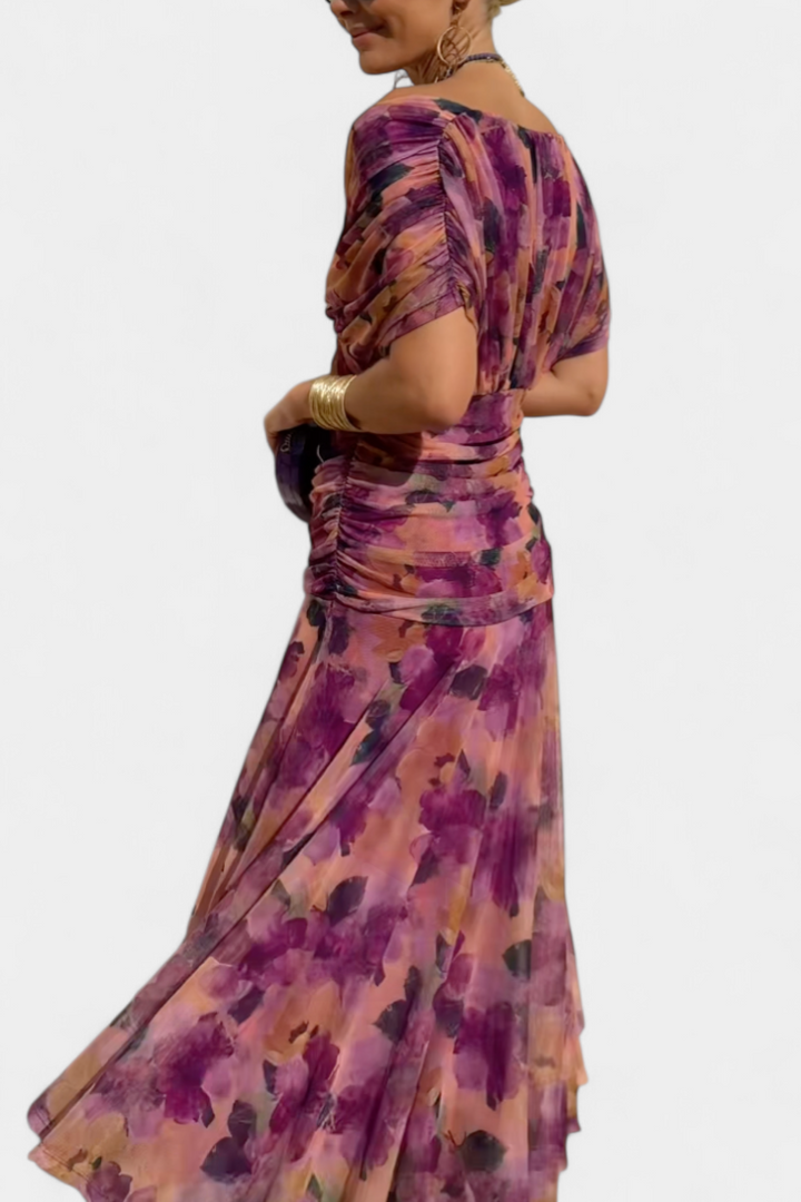 Vestido maxi floral de verano para mujer, estilo elegante y romántico, perfecto para cualquier evento o fiesta.
