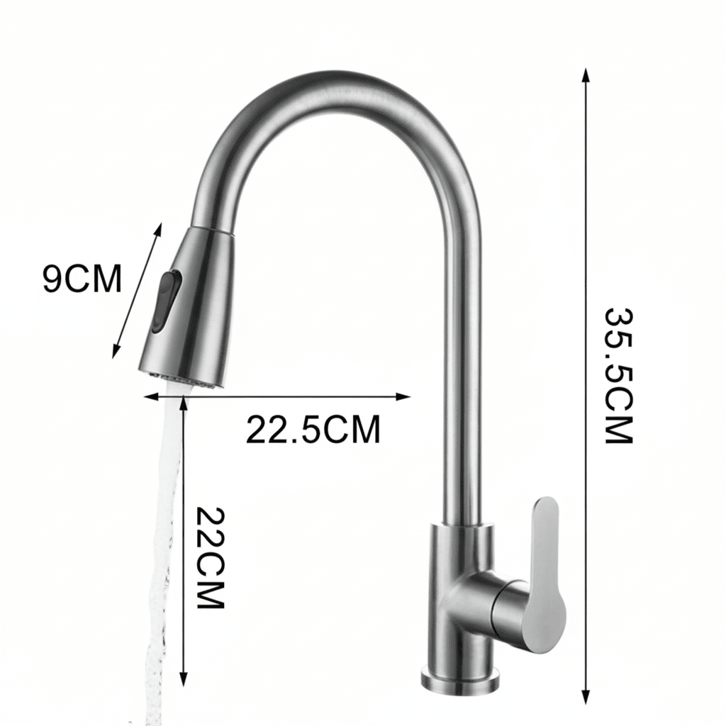 Renueva tu cocina con este grifo extraíble y giratorio 360°. Máxima funcionalidad y diseño.