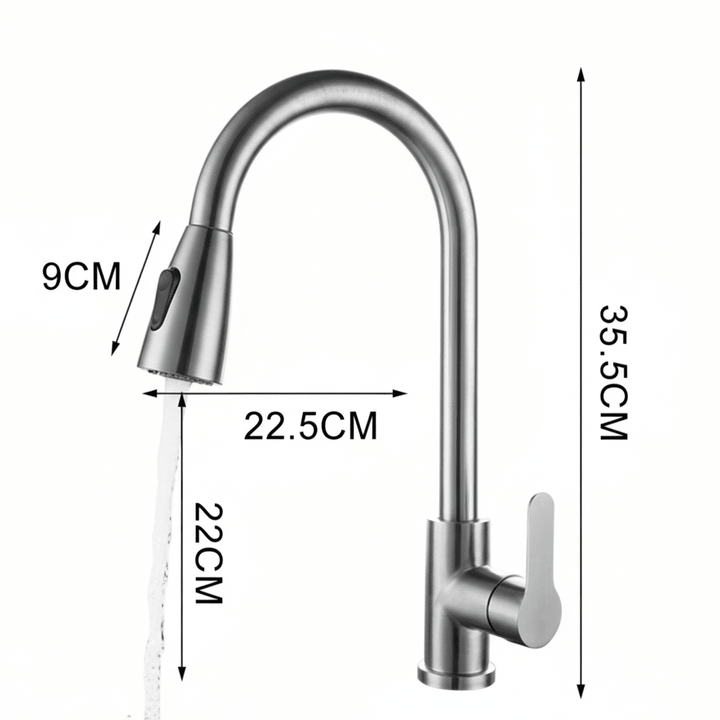 Renueva tu cocina con este grifo extraíble y giratorio 360°. Máxima funcionalidad y diseño.