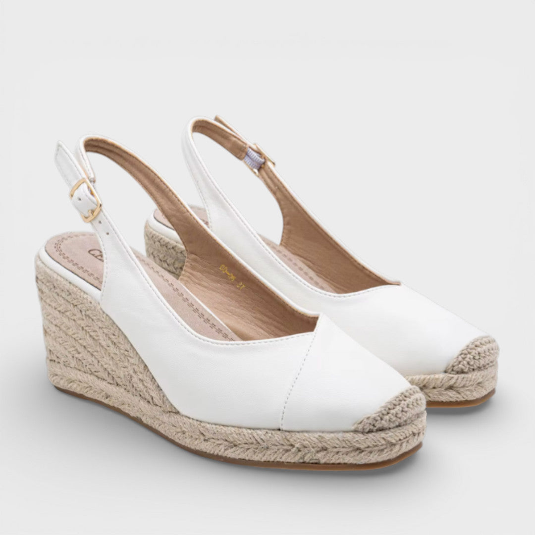 Sandalias de cuña para mujer estilo alpargata, diseño de punta cerrada, cómodas y de moda para el verano.