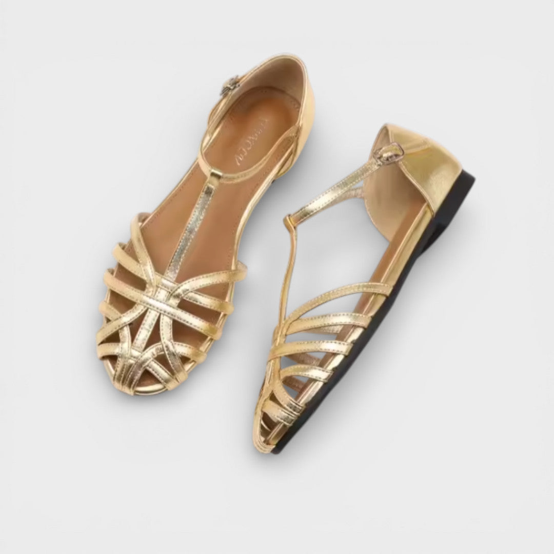 Sandalias planas LAURA, elegantes y cómodas, con tiras cruzadas. Calzado versátil para mujer.