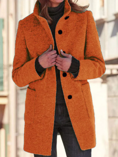 Abrigo de mujer elegante para invierno, chaqueta larga que combina calidez y sofisticación.
