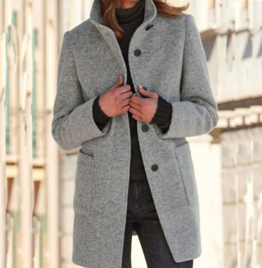 Chaqueta de invierno azul para mujer, ropa de abrigo femenina con estilo clásico.