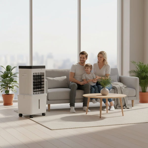 Enfriador de aire compacto, humidificador y ventilador. Mantén tu casa fresca este verano.