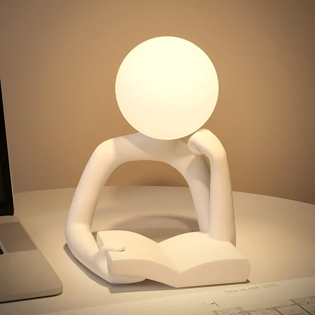 Decoración de oficina con lámpara de mesa LED de diseño abstracto, iluminación moderna para escritorio y lectura.