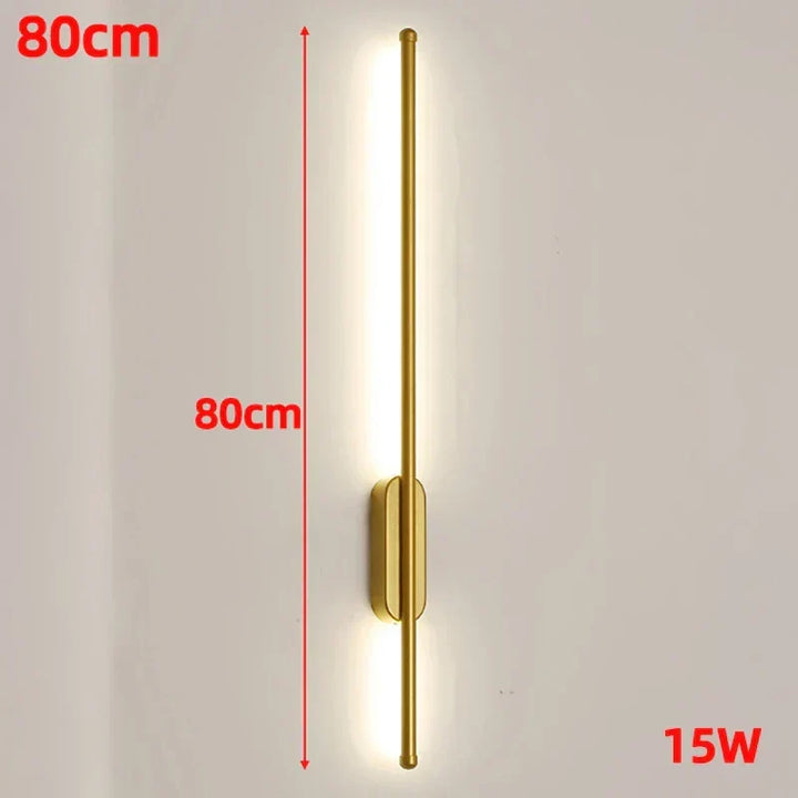 Elegante lámpara de pared LED dorada de 60 cm, diseño escandinavo, luz natural.