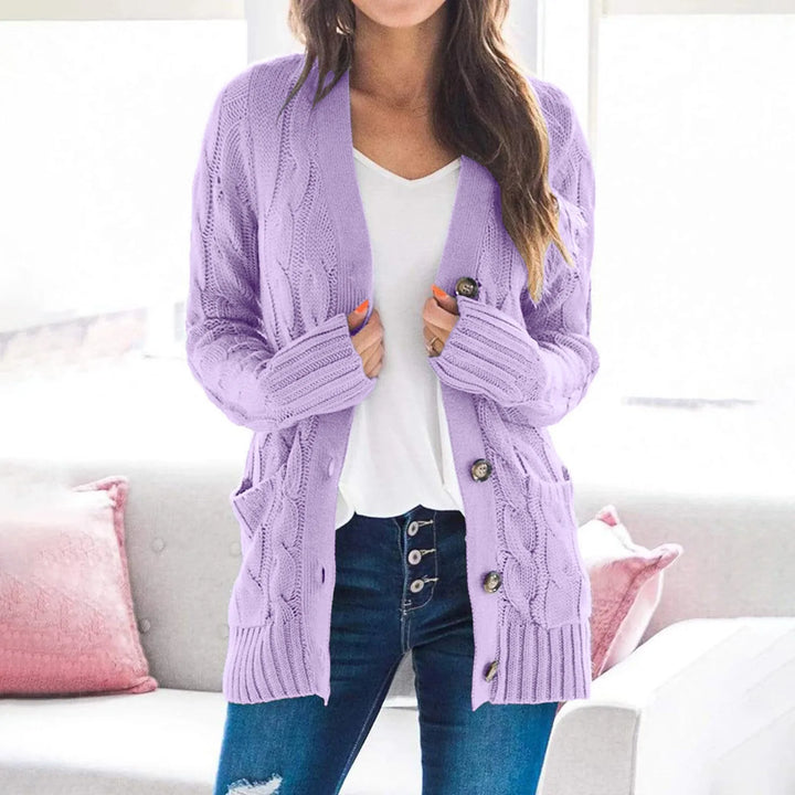 Chaqueta de punto para mujer con frente abierto, ideal como básico de armario y ropa casual cómoda.