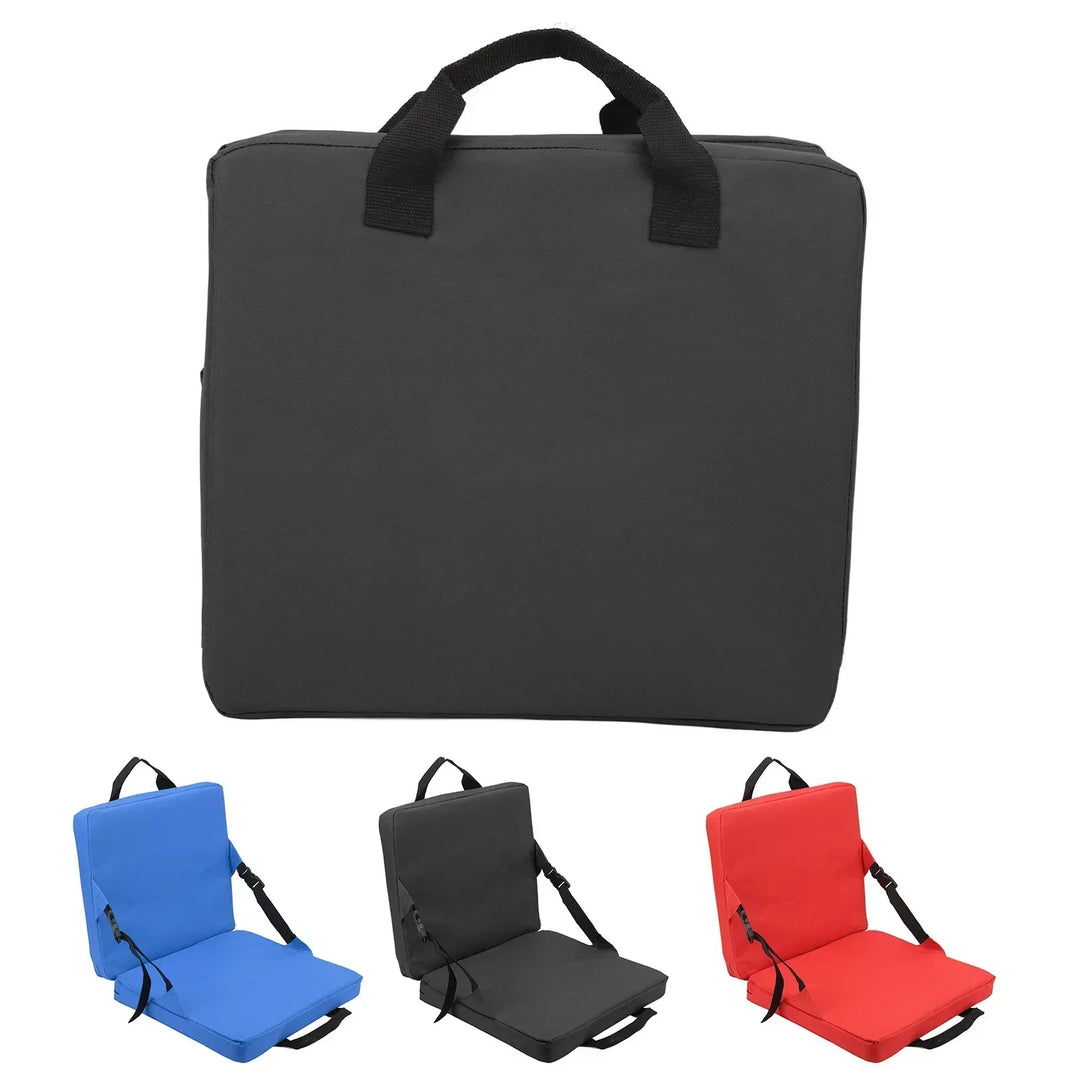 Moderna silla plegable con respaldo ergonómico y cojín acolchado. Diseño ligero, fácil de transportar.