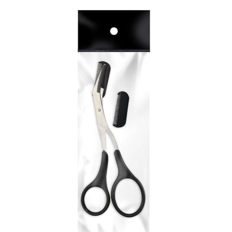 Herramienta profesional de belleza: tijeras de cejas de acero para un arreglo impecable.