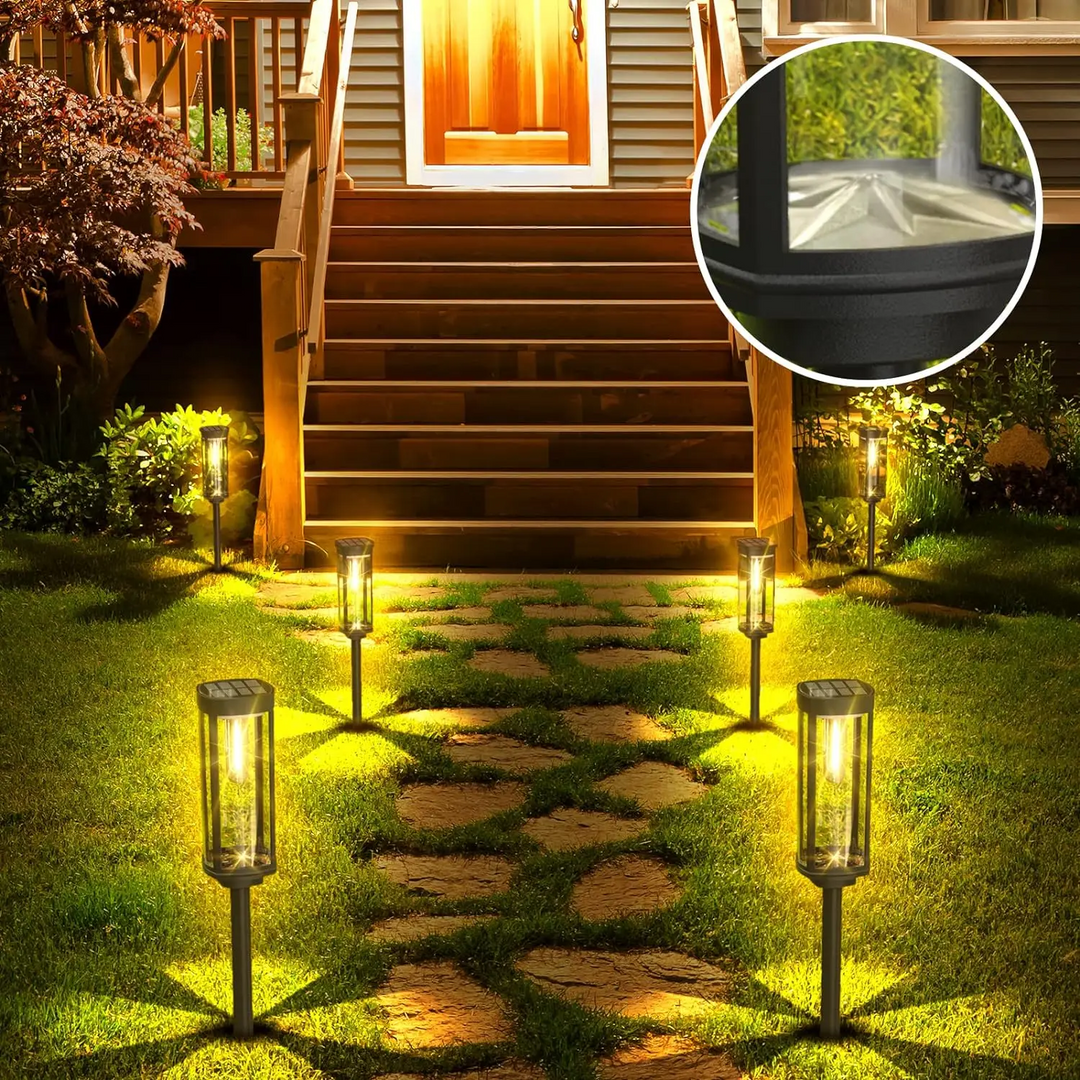 Luces solares LED para jardín, energía solar para iluminación exterior eficiente y ecológica.