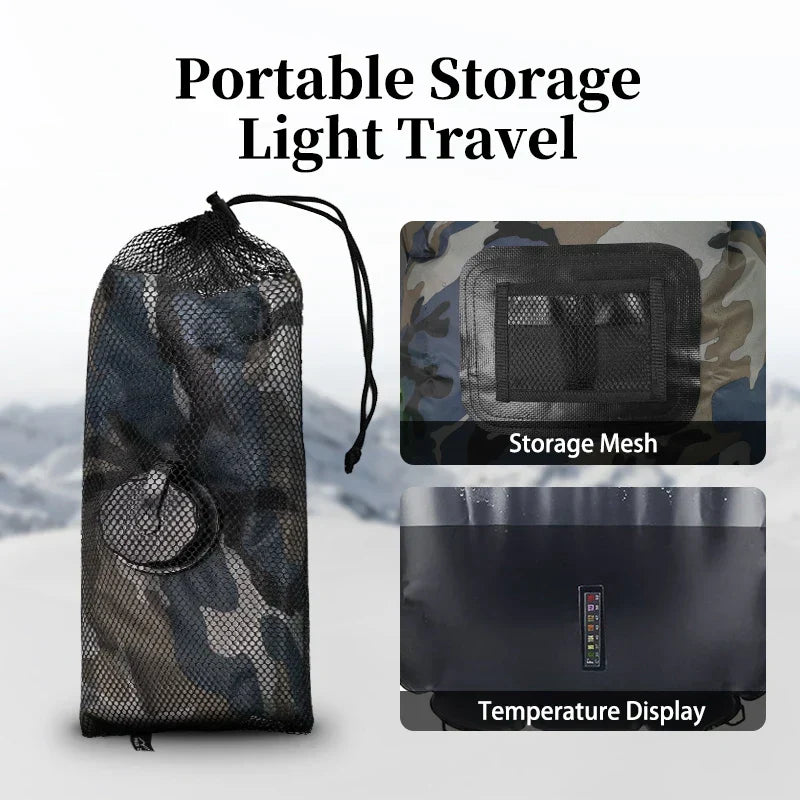 Disfruta una ducha caliente con esta ducha solar 20L portátil, esencial para camping, playa y senderismo.