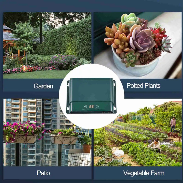 Kit completo de riego solar automático. Ideal para jardines pequeños, huertos urbanos y balcones.