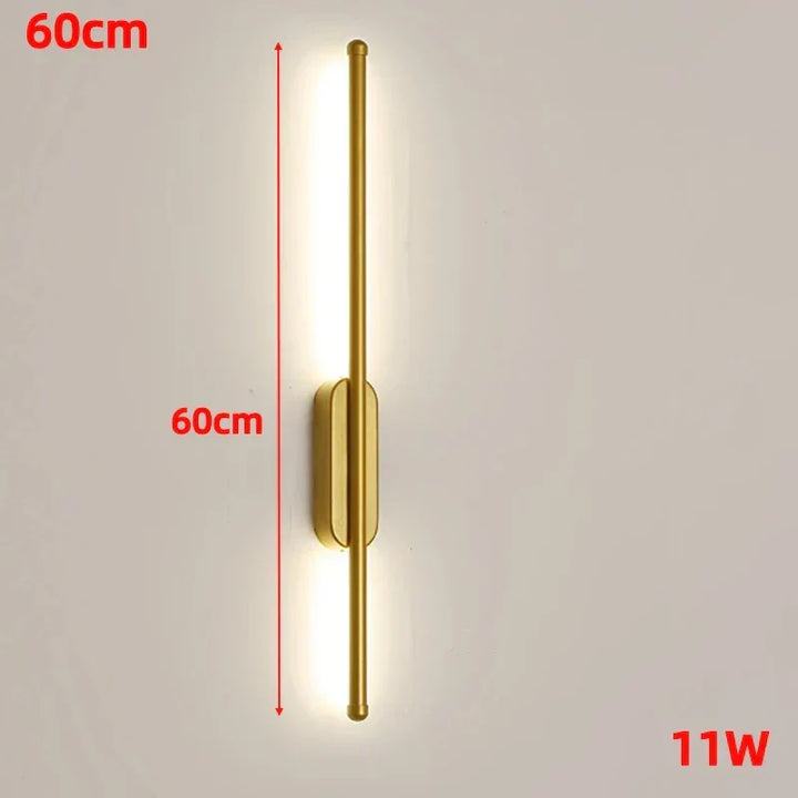 Lámpara de pared LED negra de 80 cm, iluminación moderna y decorativa para pasillos.