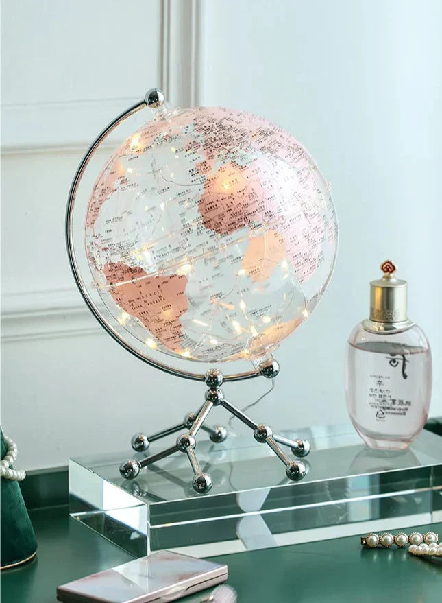 Lámpara de ambiente LED globo terráqueo para iluminación nocturna suave, relajante y decorativa.