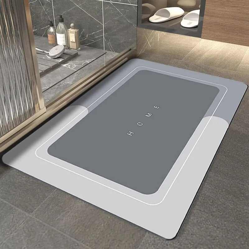 Alfombrilla de baño de diseño, color blanco, ideal para una decoración elegante y un suelo seguro.