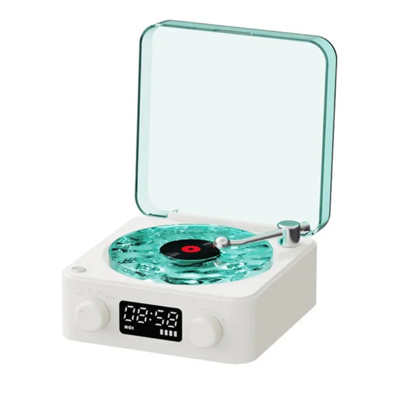 Lámpara altavoz retro con Bluetooth, proyector de ambiente y sonidos relajantes para dormitorio.