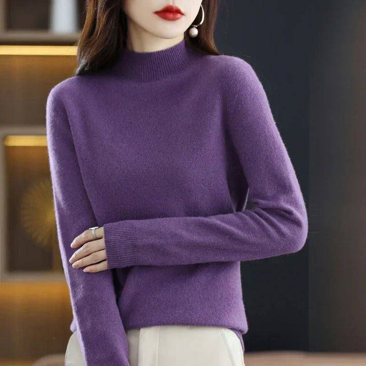 Suéter de punto transpirable para mujer, calidez suave y confort elegante en invierno.