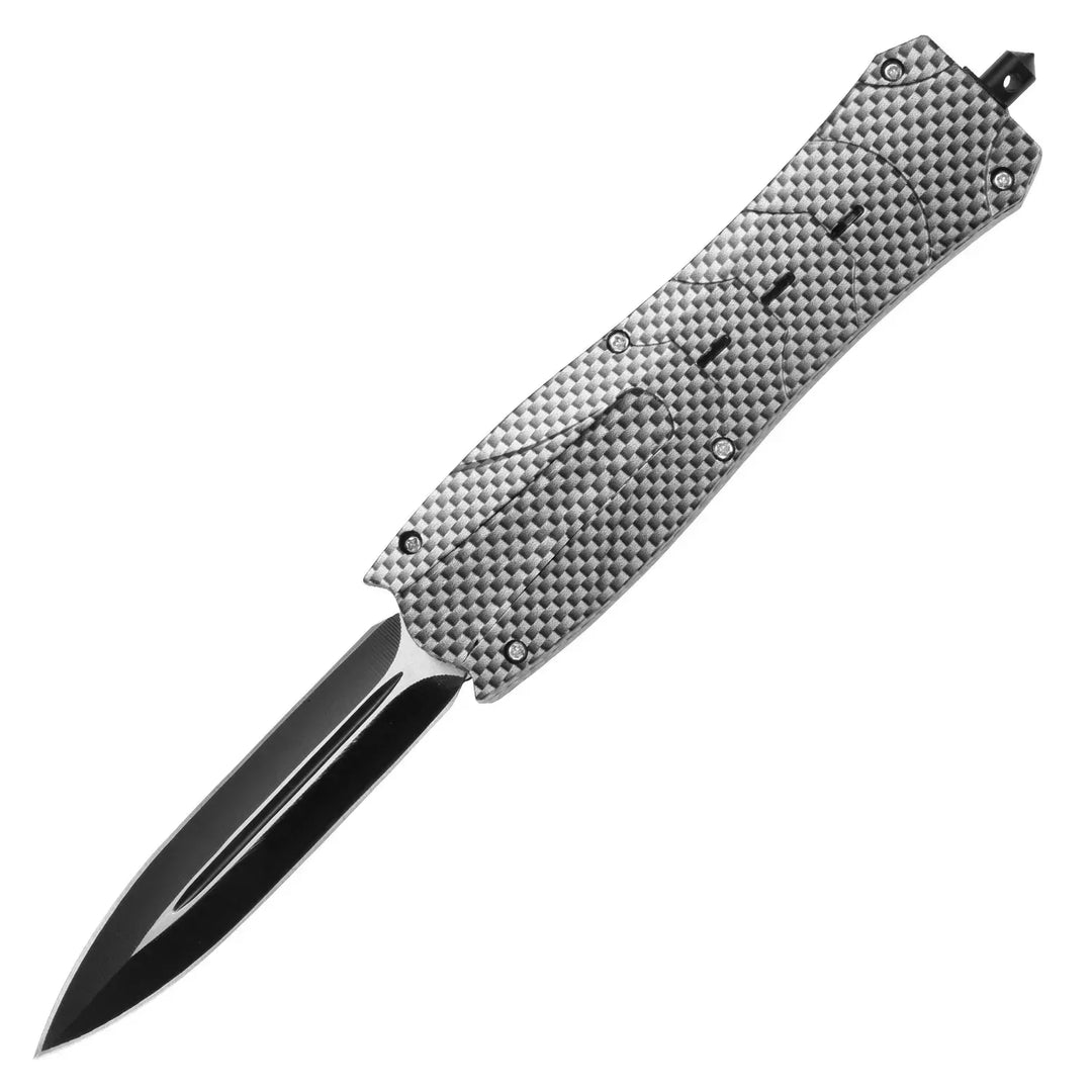 Cuchillo premium multiherramienta EDC, diseño ergonómico de acero inoxidable para aventura y uso diario.