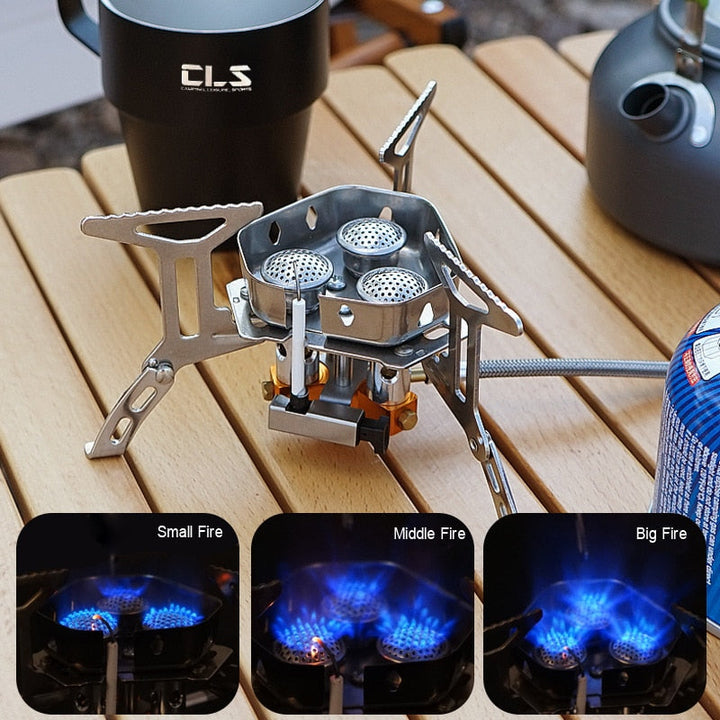 Estufa de camping compacta a gas, ligera y fácil de transportar para cocinar al aire libre en cualquier aventura.
